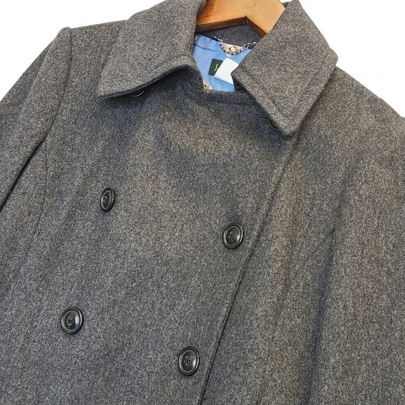 J. Crew Grey Double Breasted Woolblend Peacoat M - Picture 2 of 16